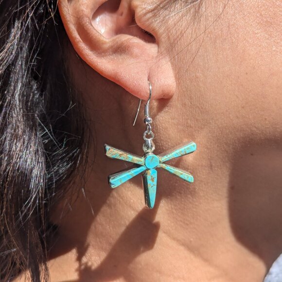 Genuine Navajo Turquoise Earrings Handmade Native American Jewelry for Women *** - Picture 1 of 14